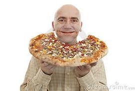uomo che mangia solo pizza