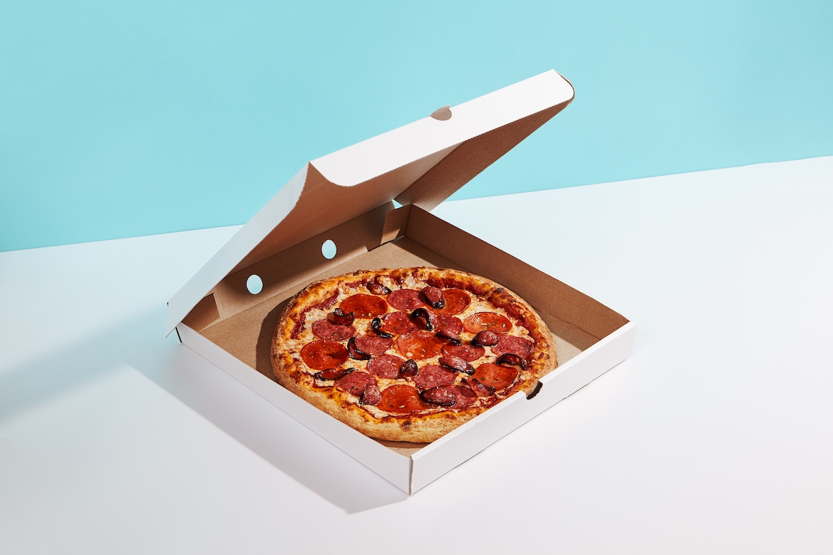 scatola quadrata pizza tonda